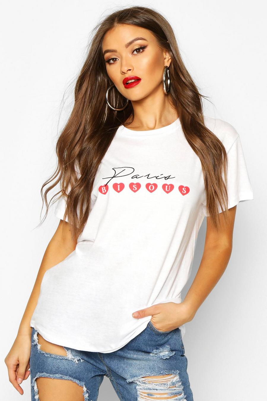 "Paris" T-shirt med slogan och hjärtan image number 1
