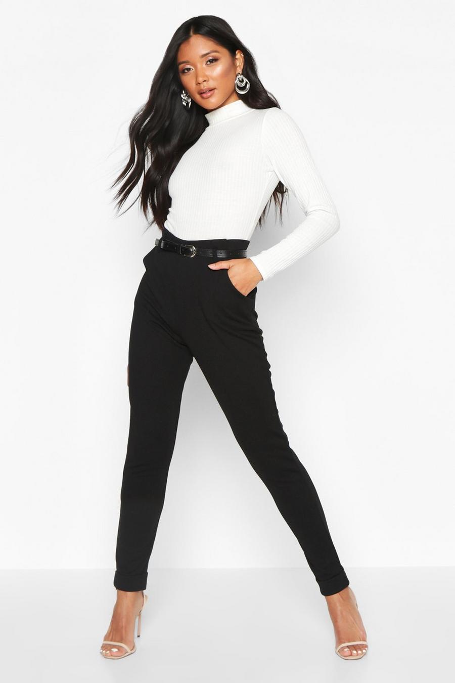 Belted Turn Up Slim Fit Trousers image number 1