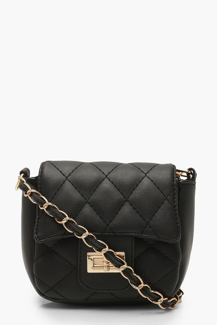Mini Quilted Chain & PU Cross Body Bag image number 1