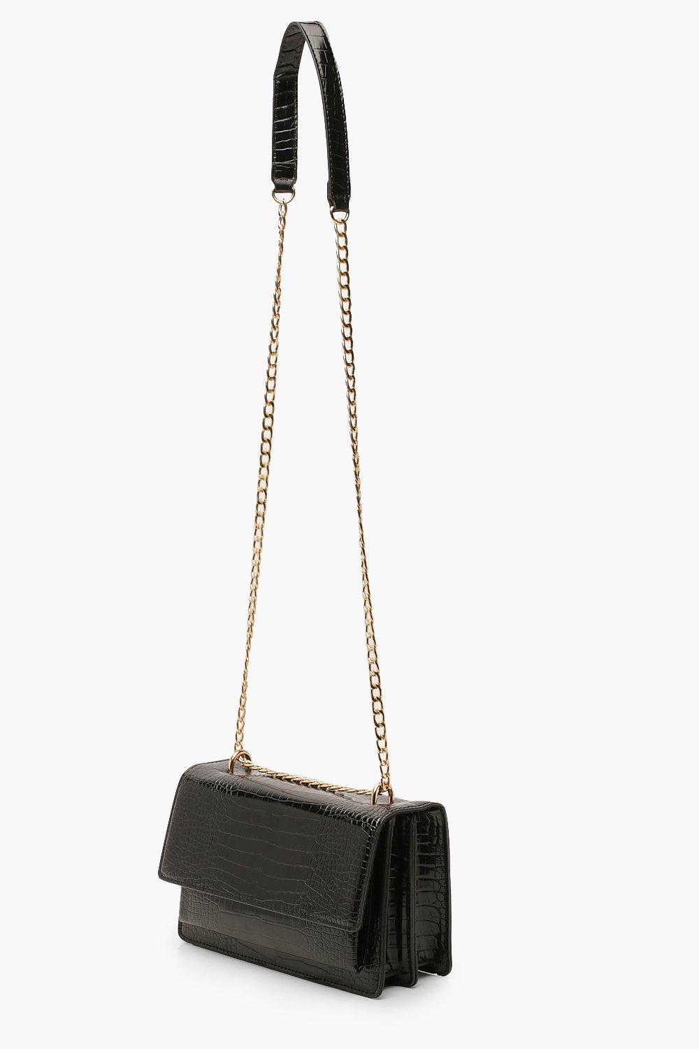 Mini Croc Structured Cross Body Bag