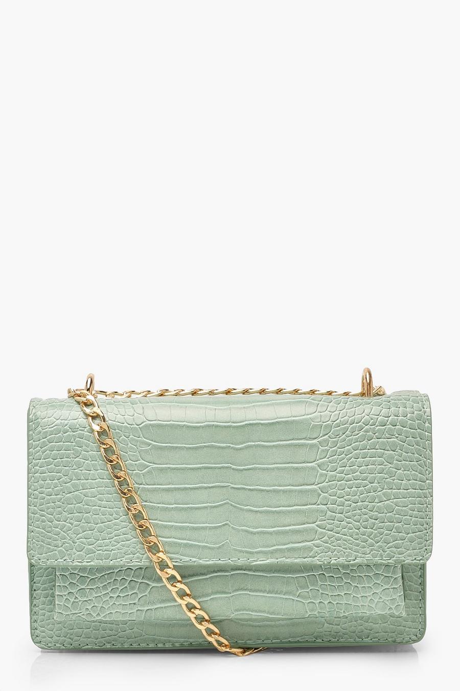 Sage Croc Structured Cross Body & Chain Bag image number 1