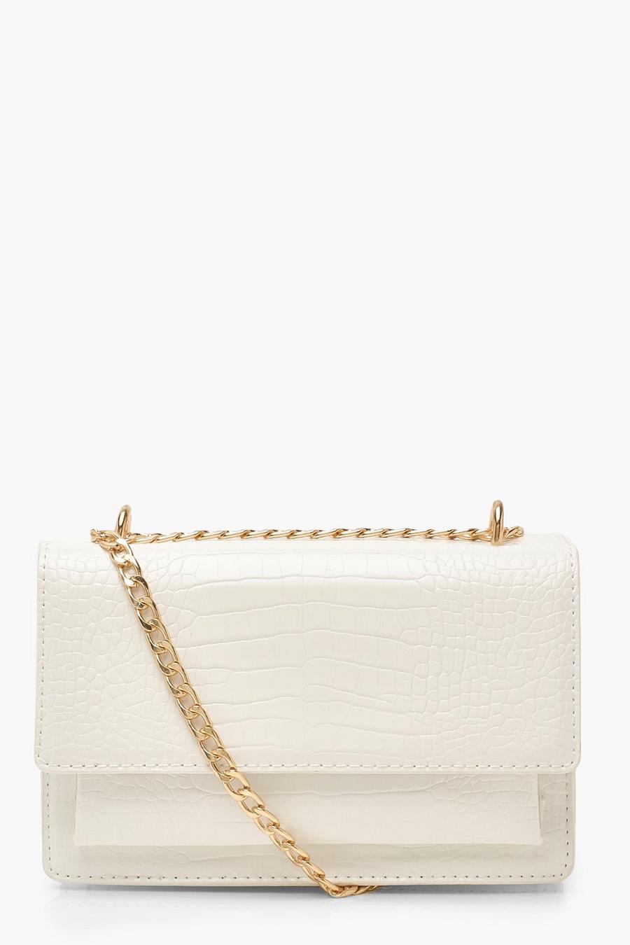 White Croc Structured Cross Body & Chain Bag image number 1