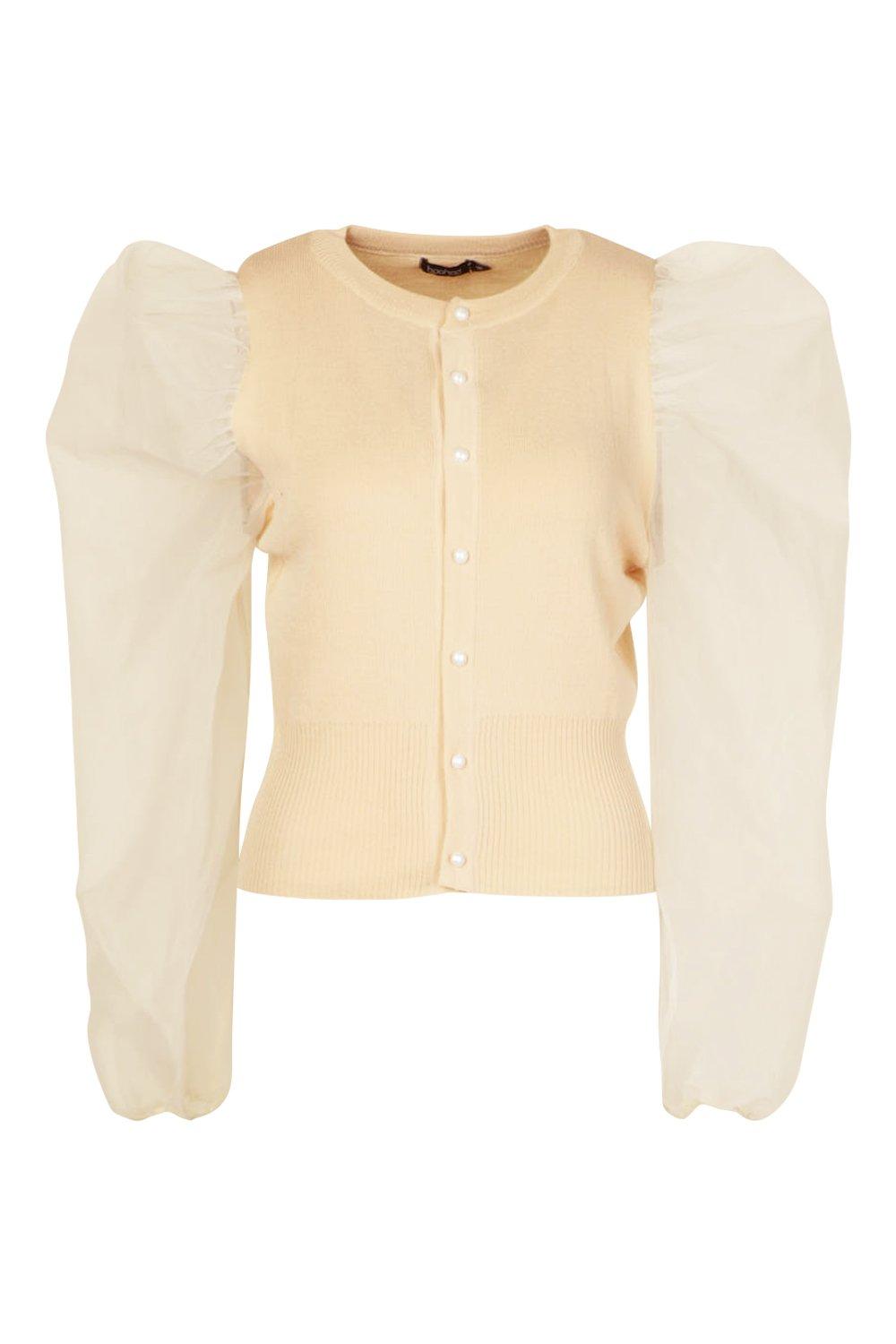 organza sleeve cardigan