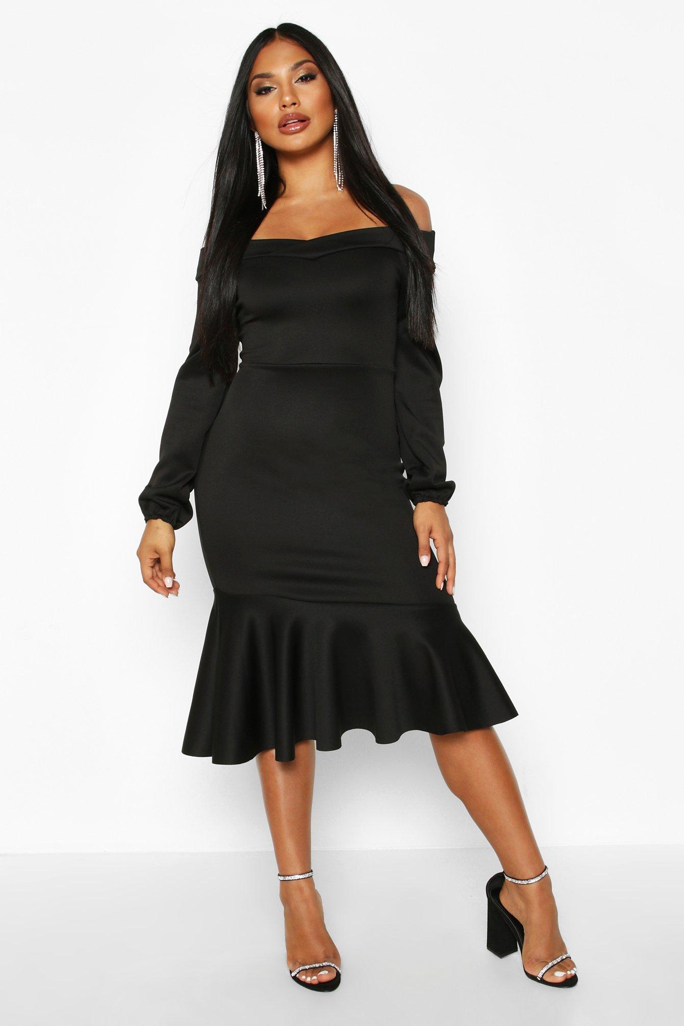 midi dress with peplum hem