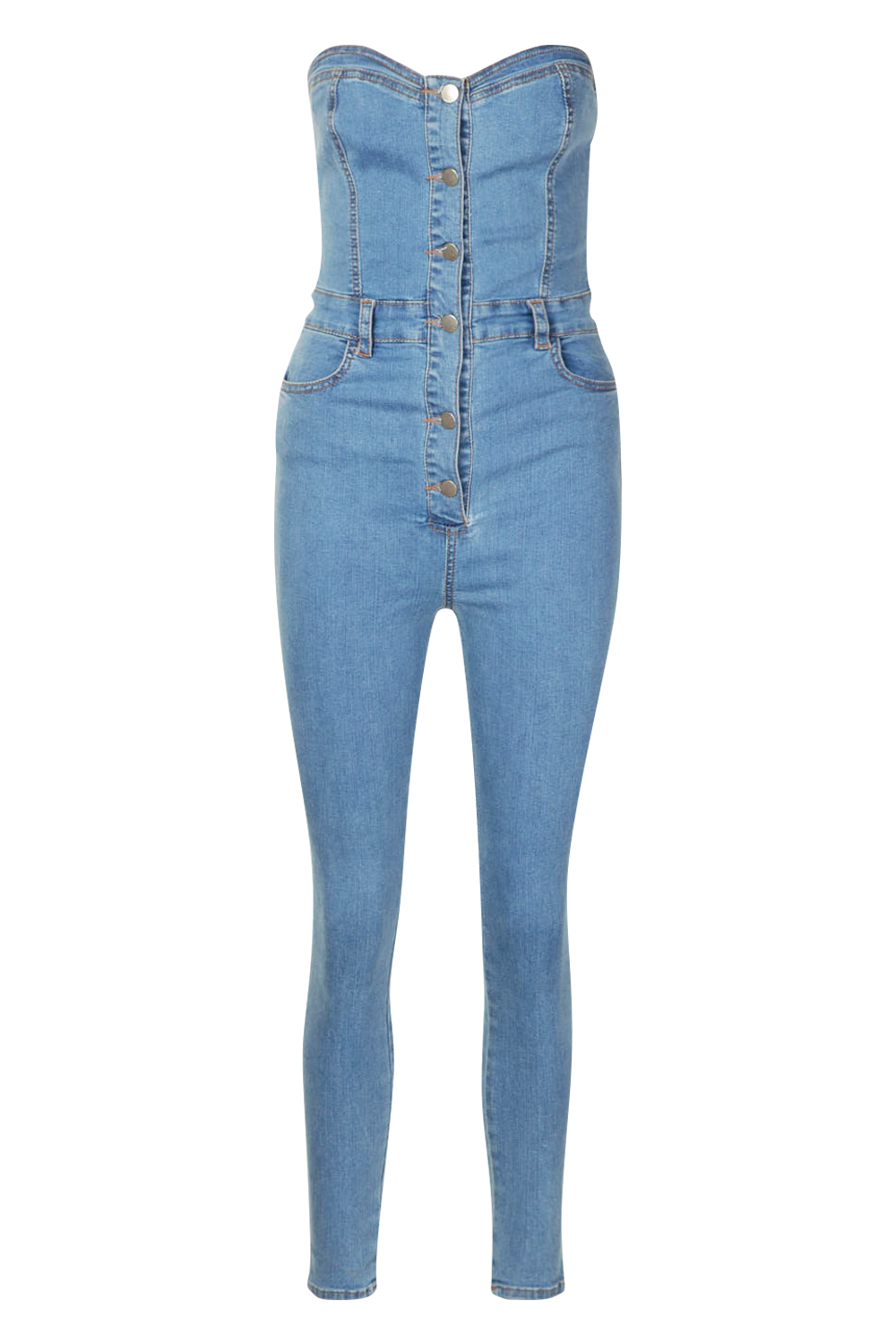 bandeau denim jumpsuit