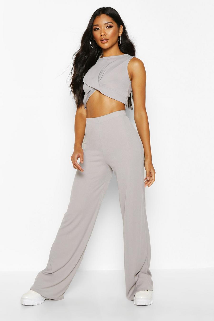 Twist Rib Top & Wide Leg Trouser Co-Ord image number 1