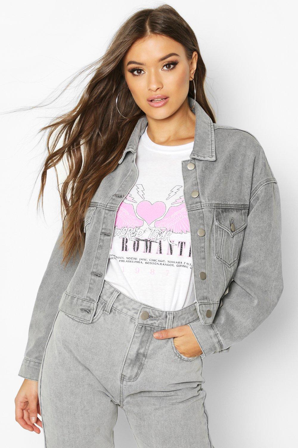 grey cropped denim jacket