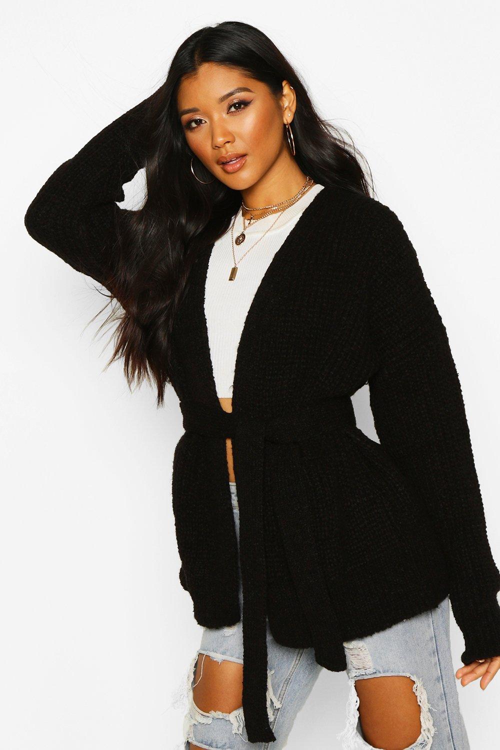 chunky belted cardigan