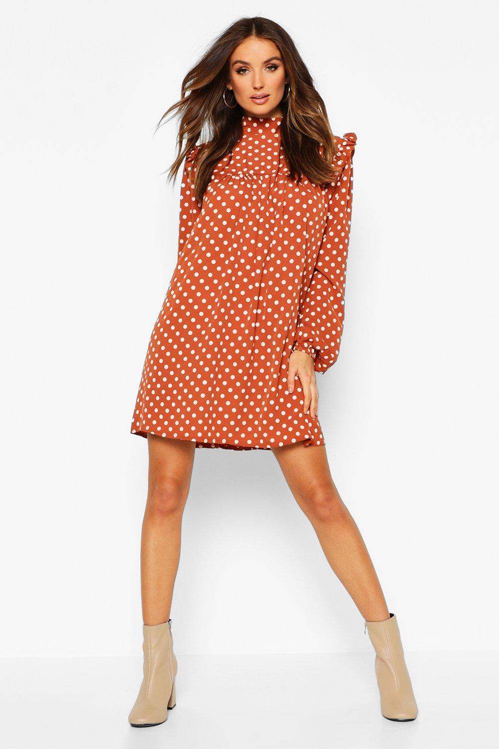 boohoo red spotty dress