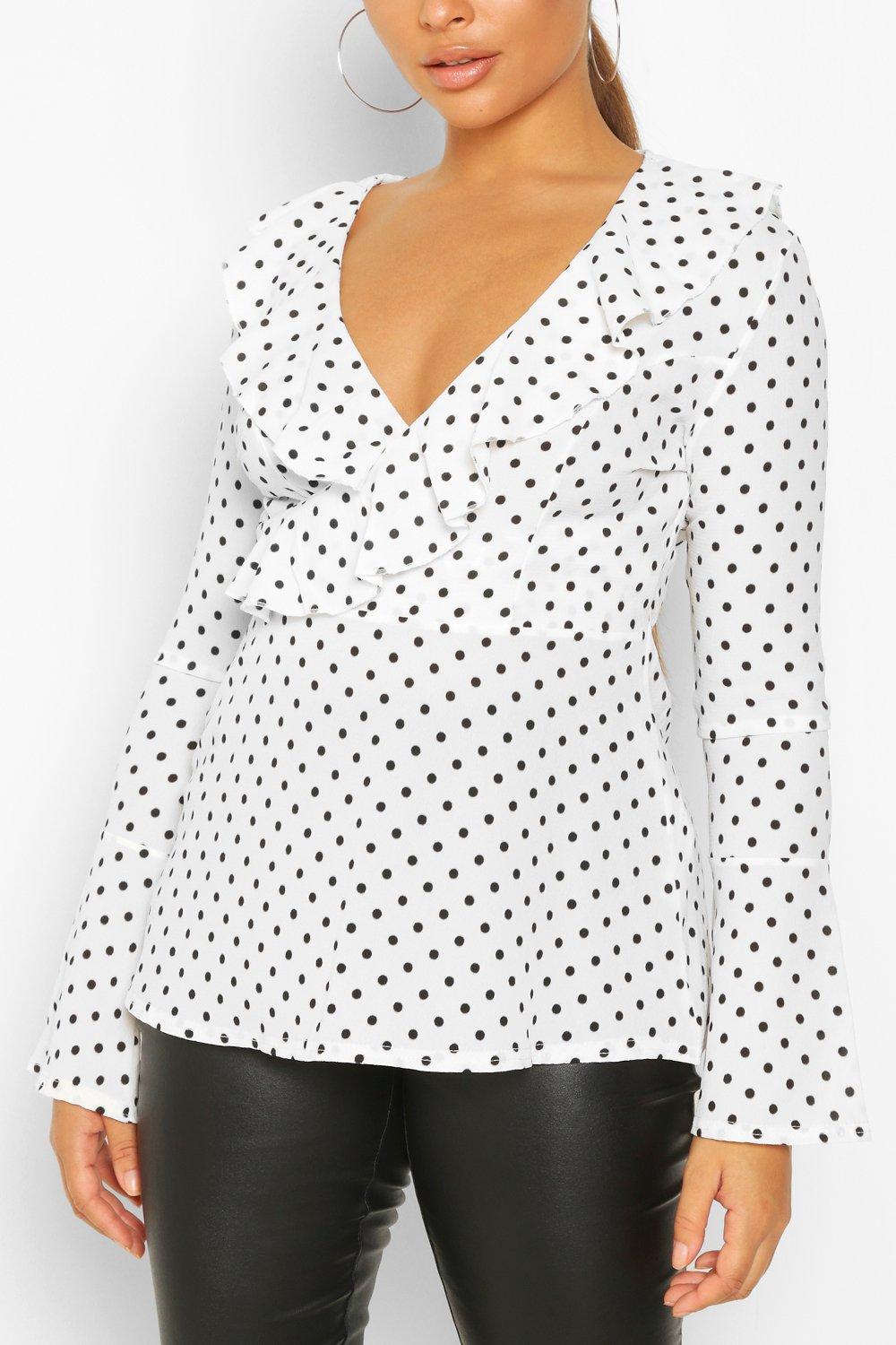 boohoo polka dot blouse