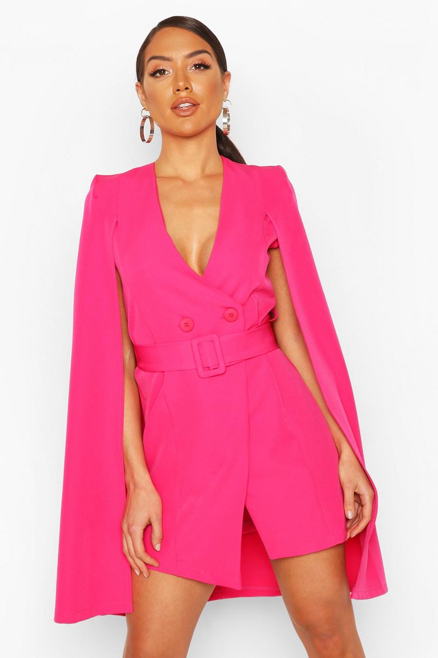 Robe blazer à détails mancherons et ceinture, Hot pink image number 1