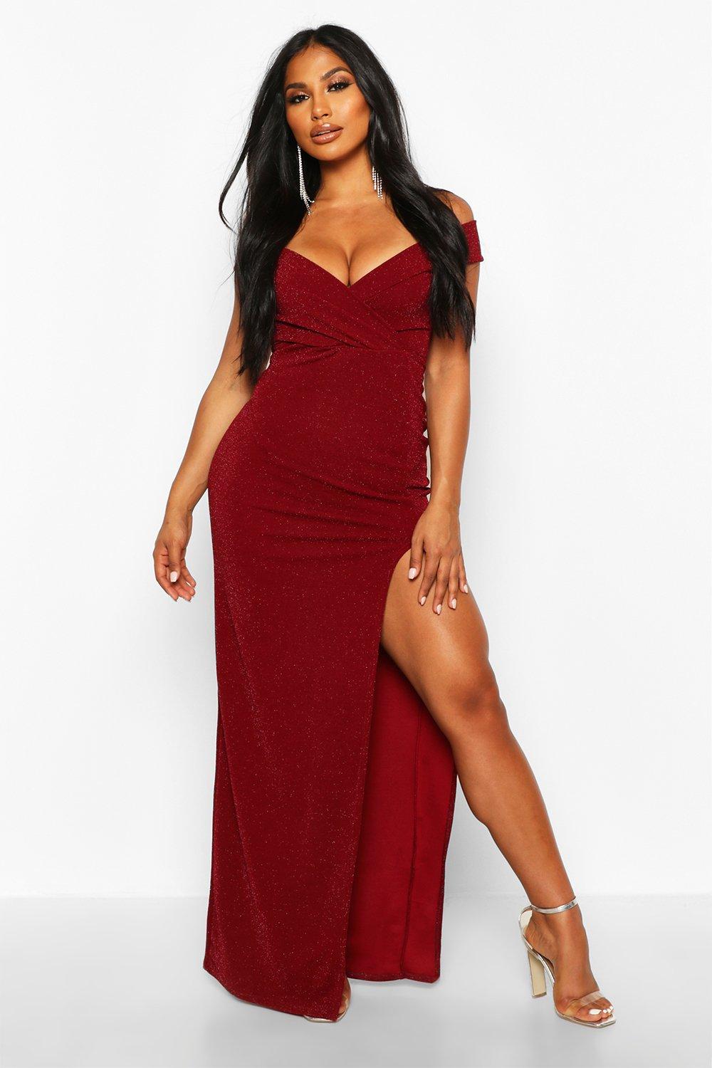 boohoo red long dress