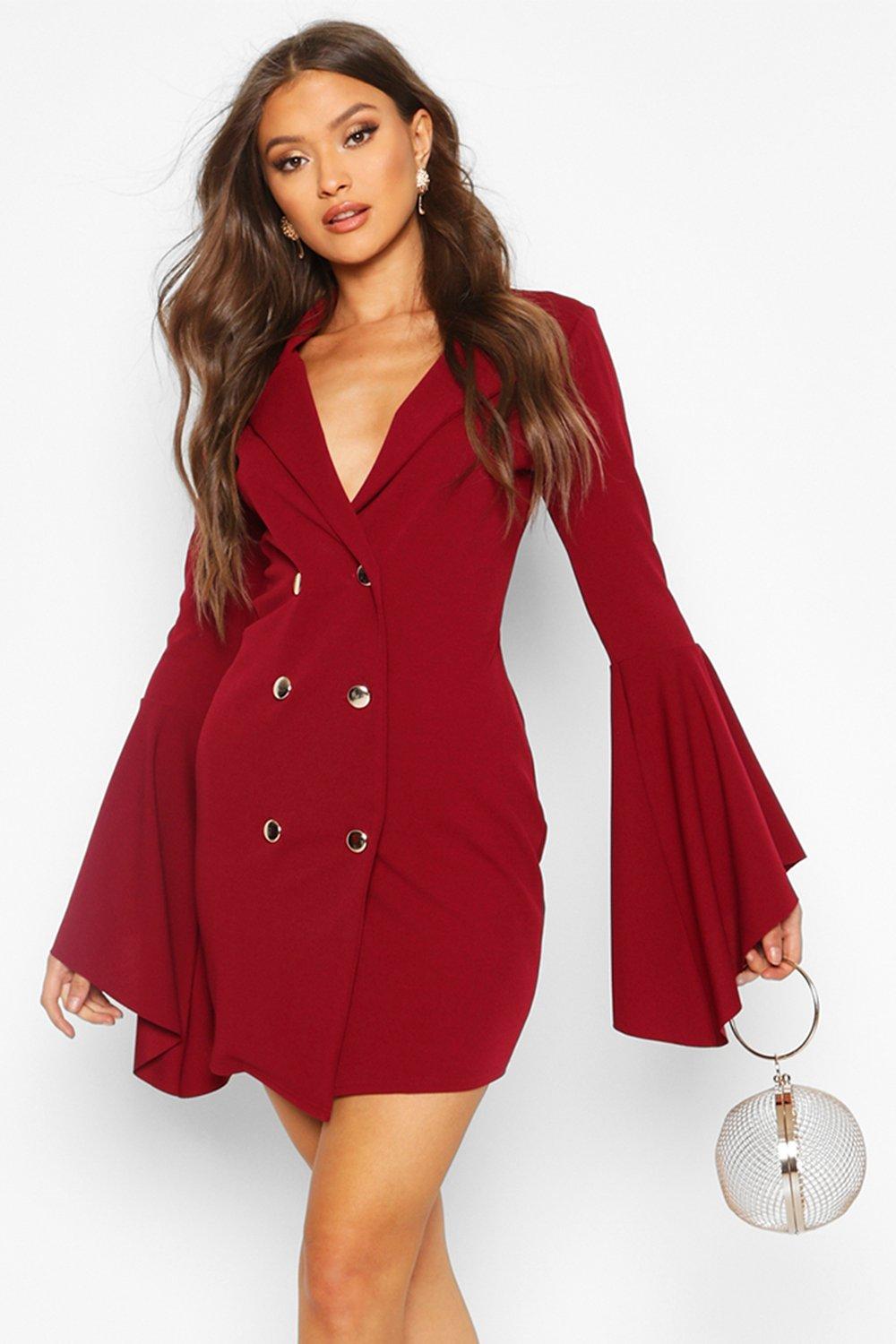 Bell sleeve dress clearance boohoo