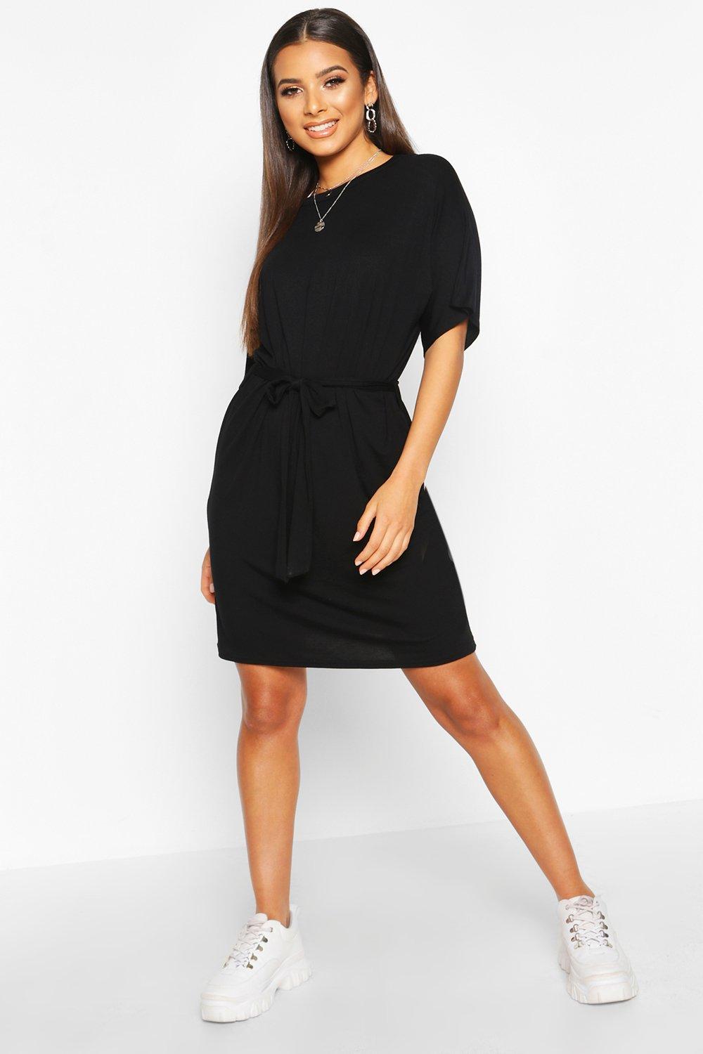 Belted store jersey dress