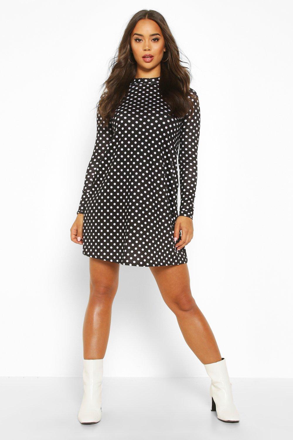 high neck jersey swing dress