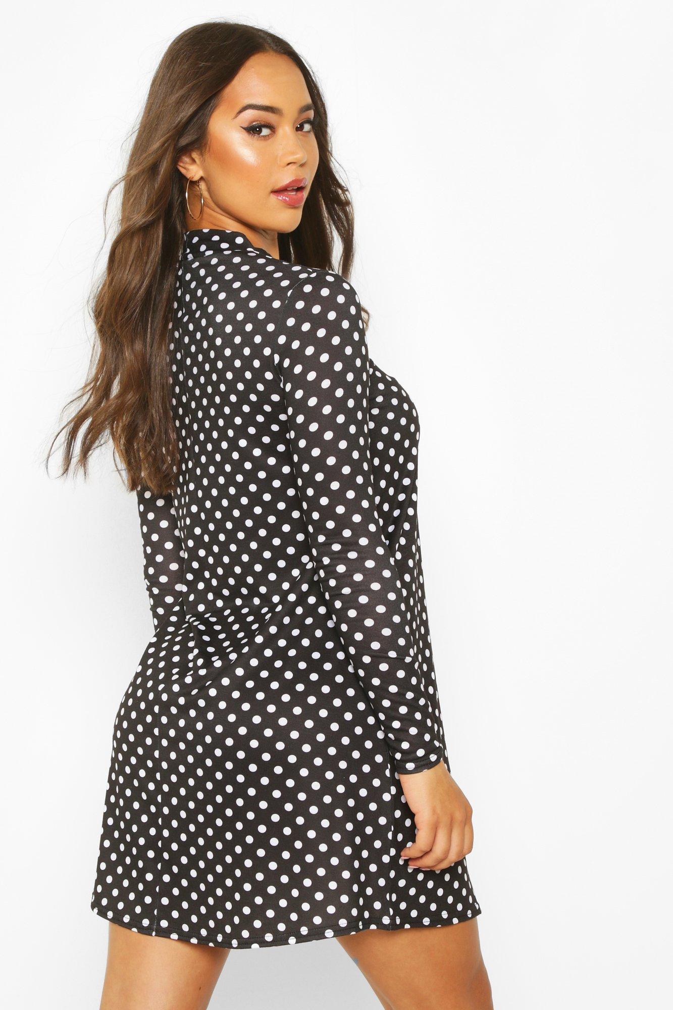 high neck jersey swing dress