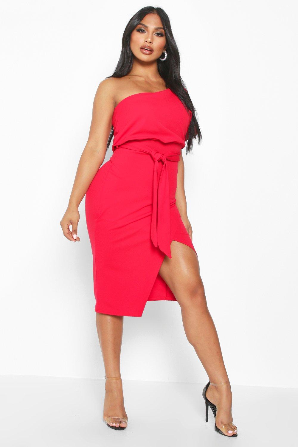 one shoulder batwing dress