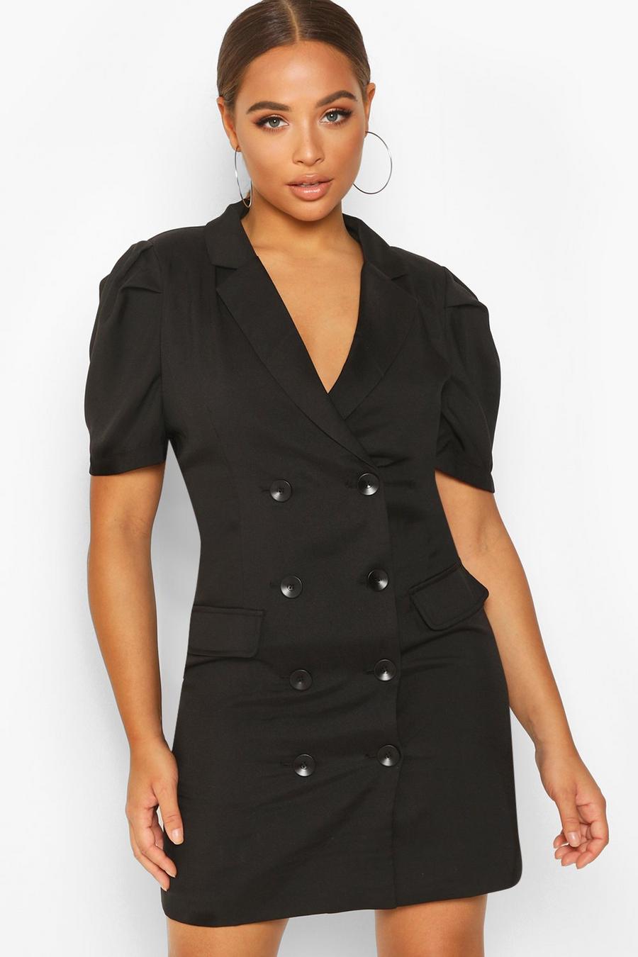שמלת בלייזר עם רכיסה כפולה וכתפיים תפוחות image number 1