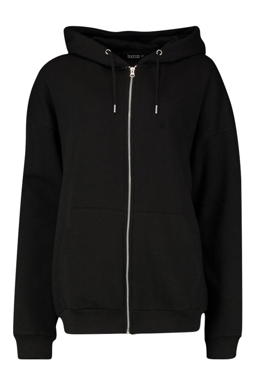 black oversized zip hoodie