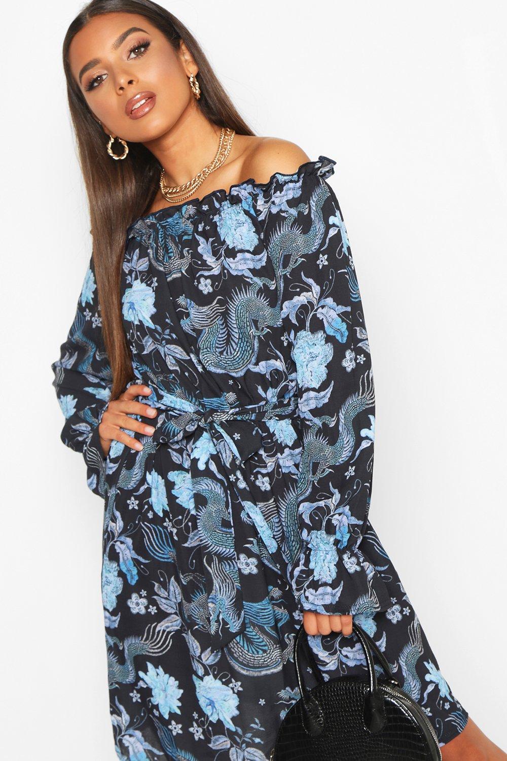 boohoo tie waist dress