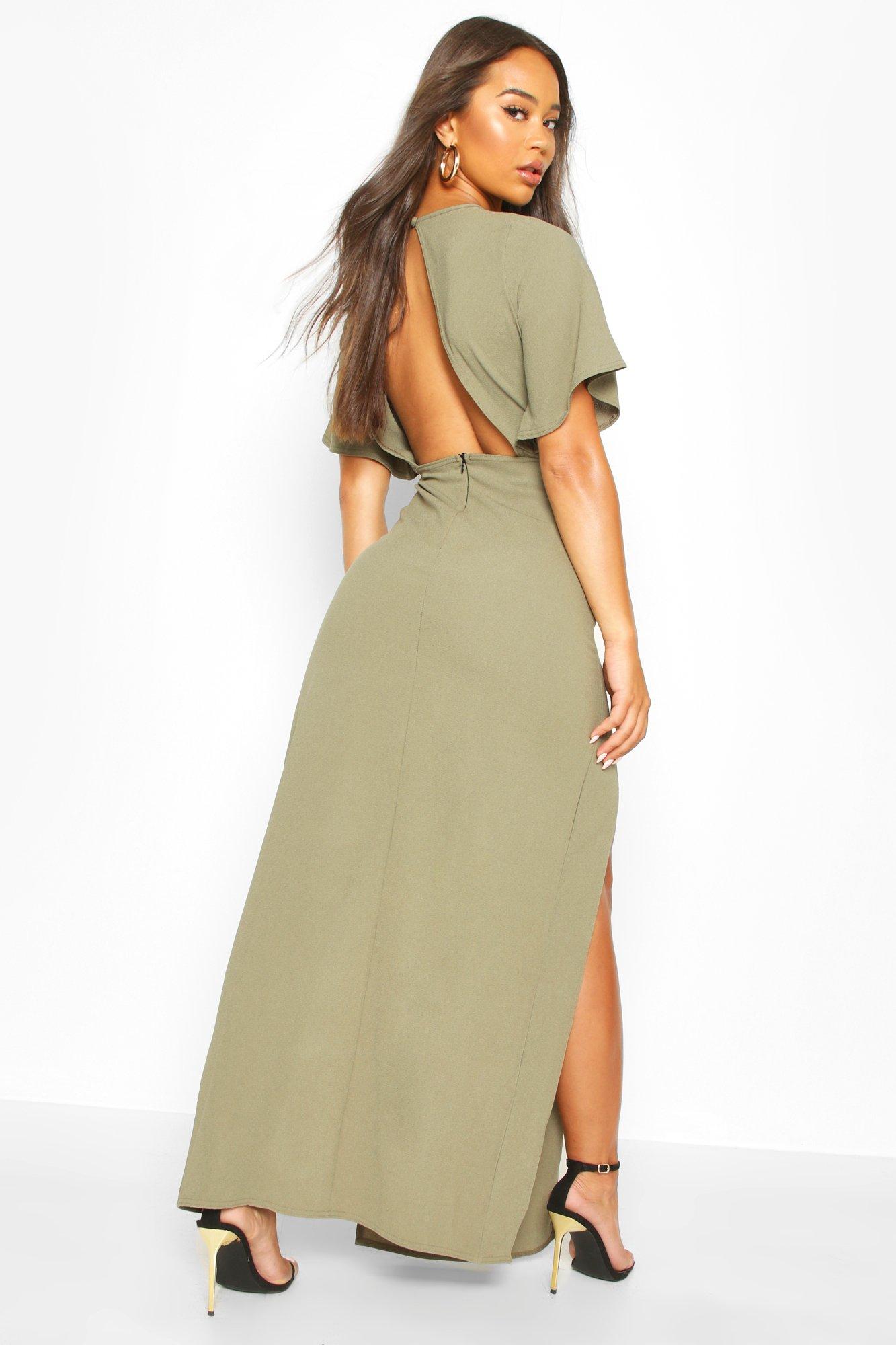 Robe midi de couleur unie a col montant