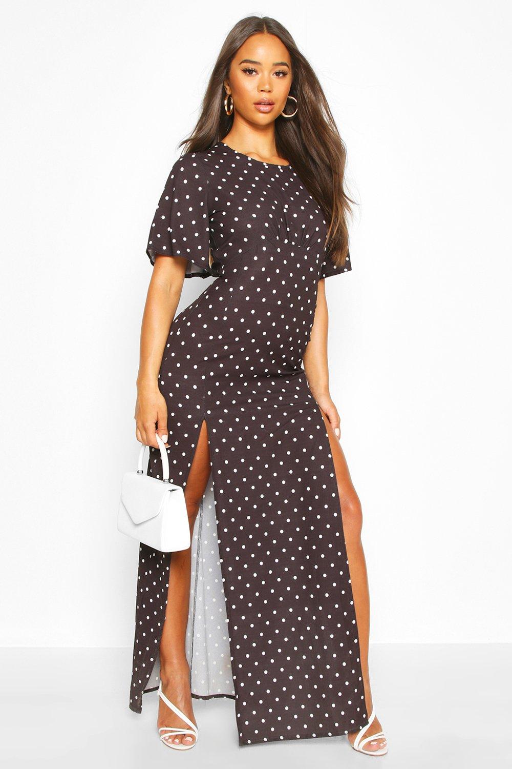 Polka Dot High Neck Maxi Dress