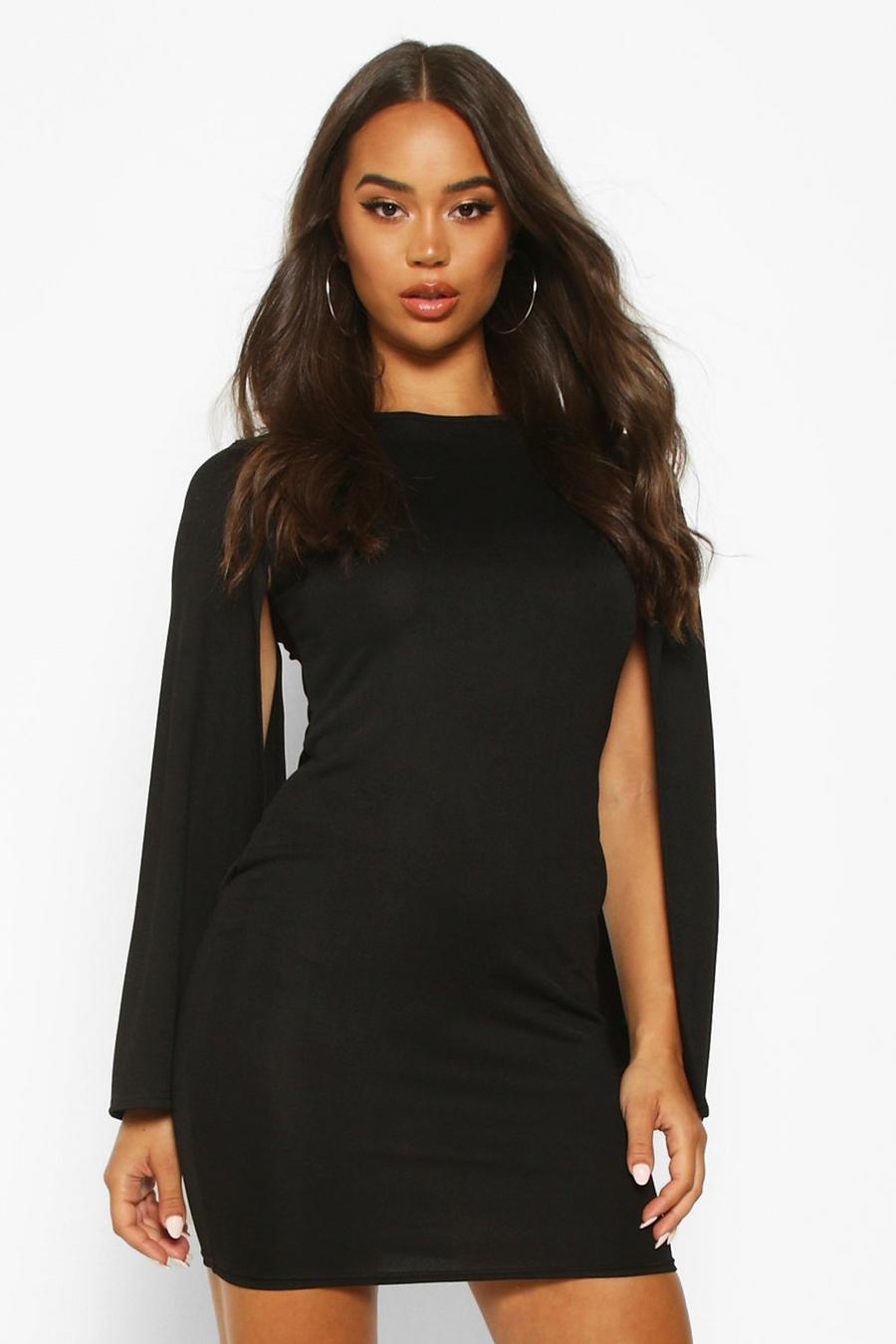 Black Cape Sleeve Dress image number 1