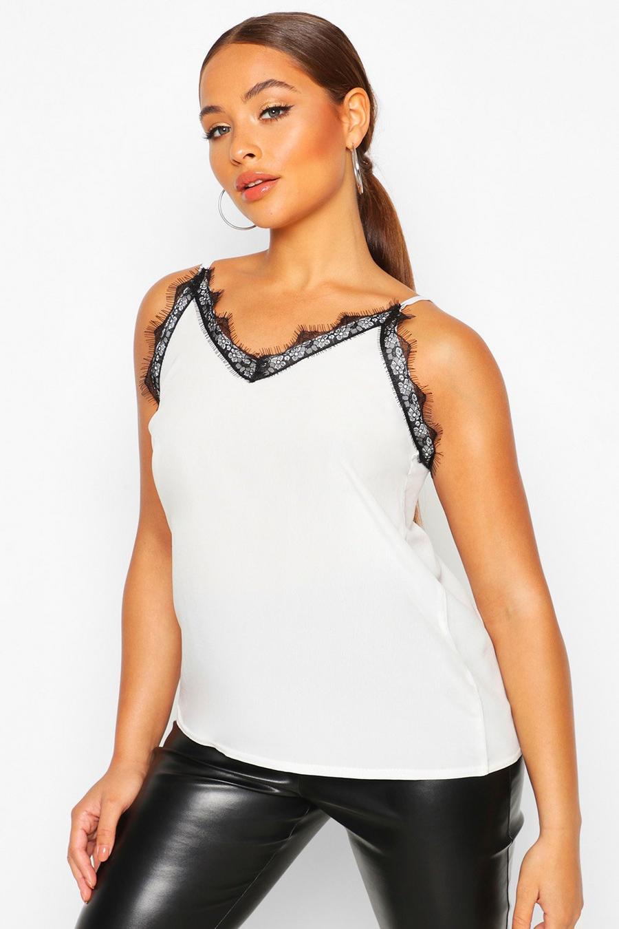 Lace Trim Woven Cami Top image number 1