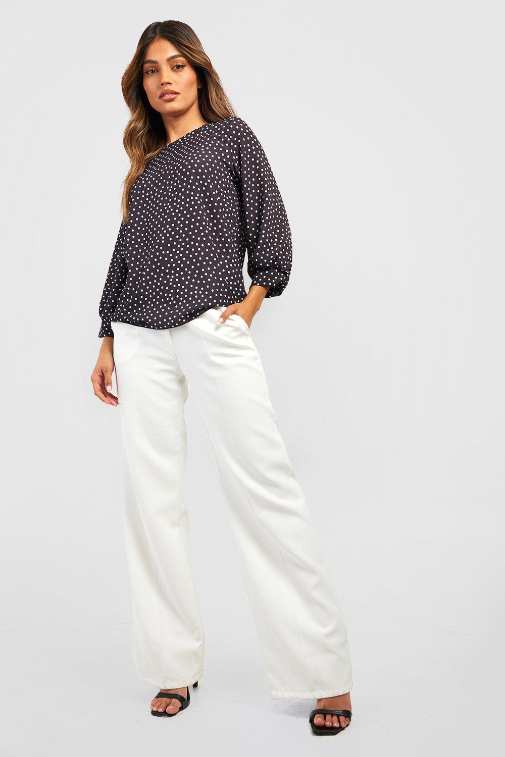 boohoo Polka Dot Frill Sleeve Woven Blouse - White - Size 8