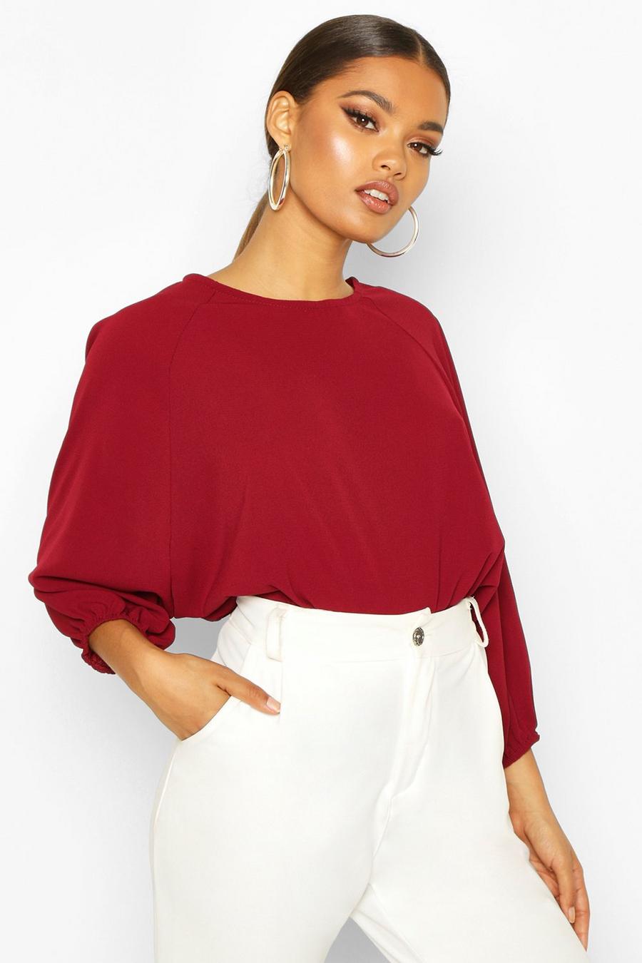 Berry Batwing Sleeve Blouse image number 1