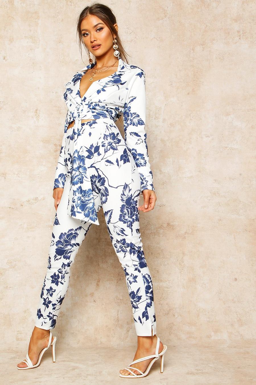 Floral Print High Waist Cropped Pants image number 1