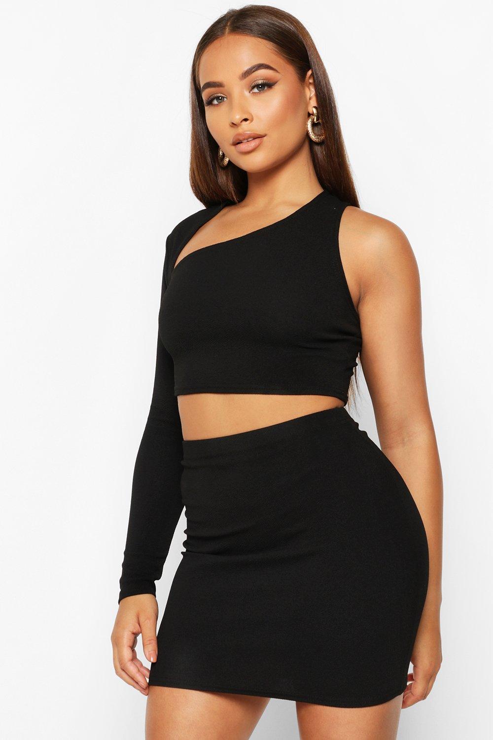 black two piece set skirt