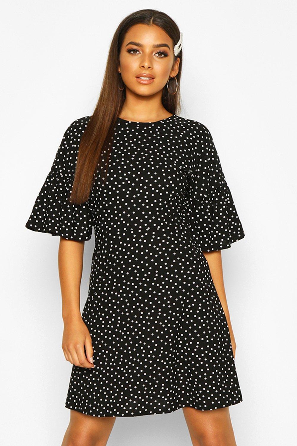 mocha polka dot dress