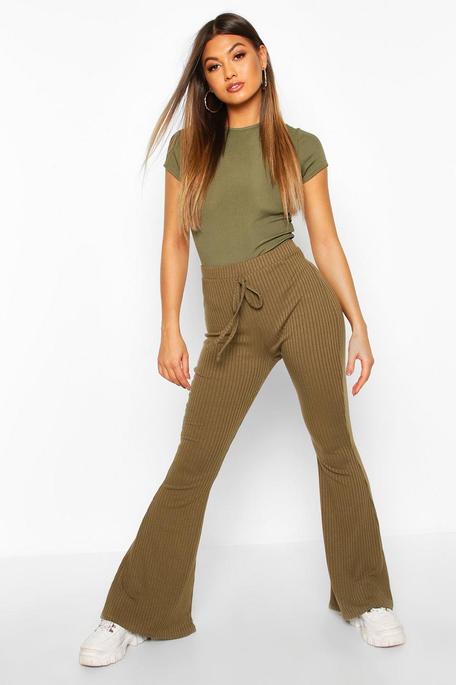 Soft Ribbed Flare Pants image number 1