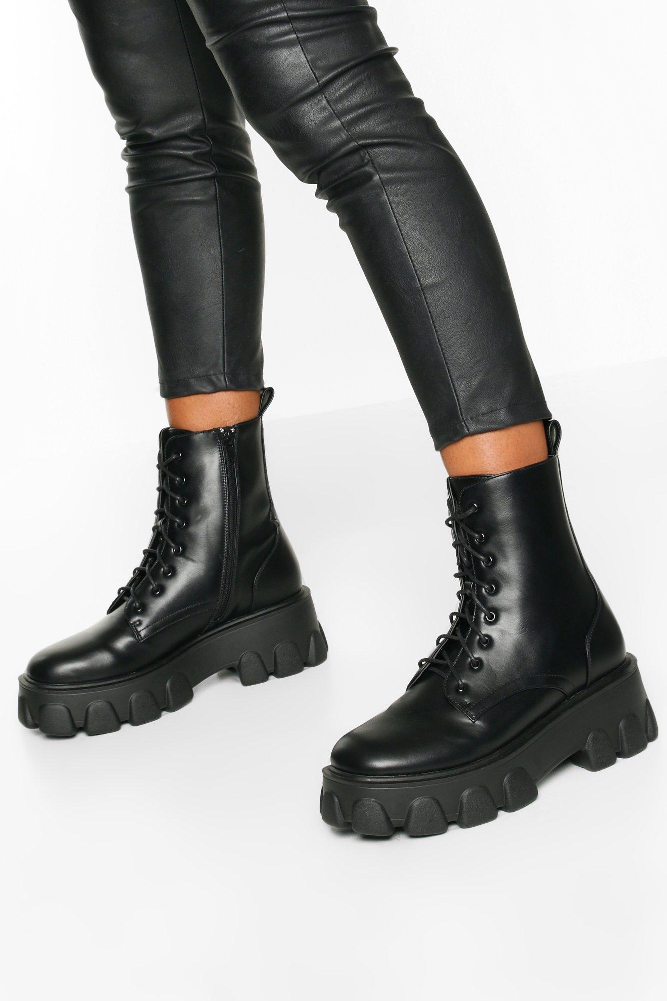 lace up hiker boots black