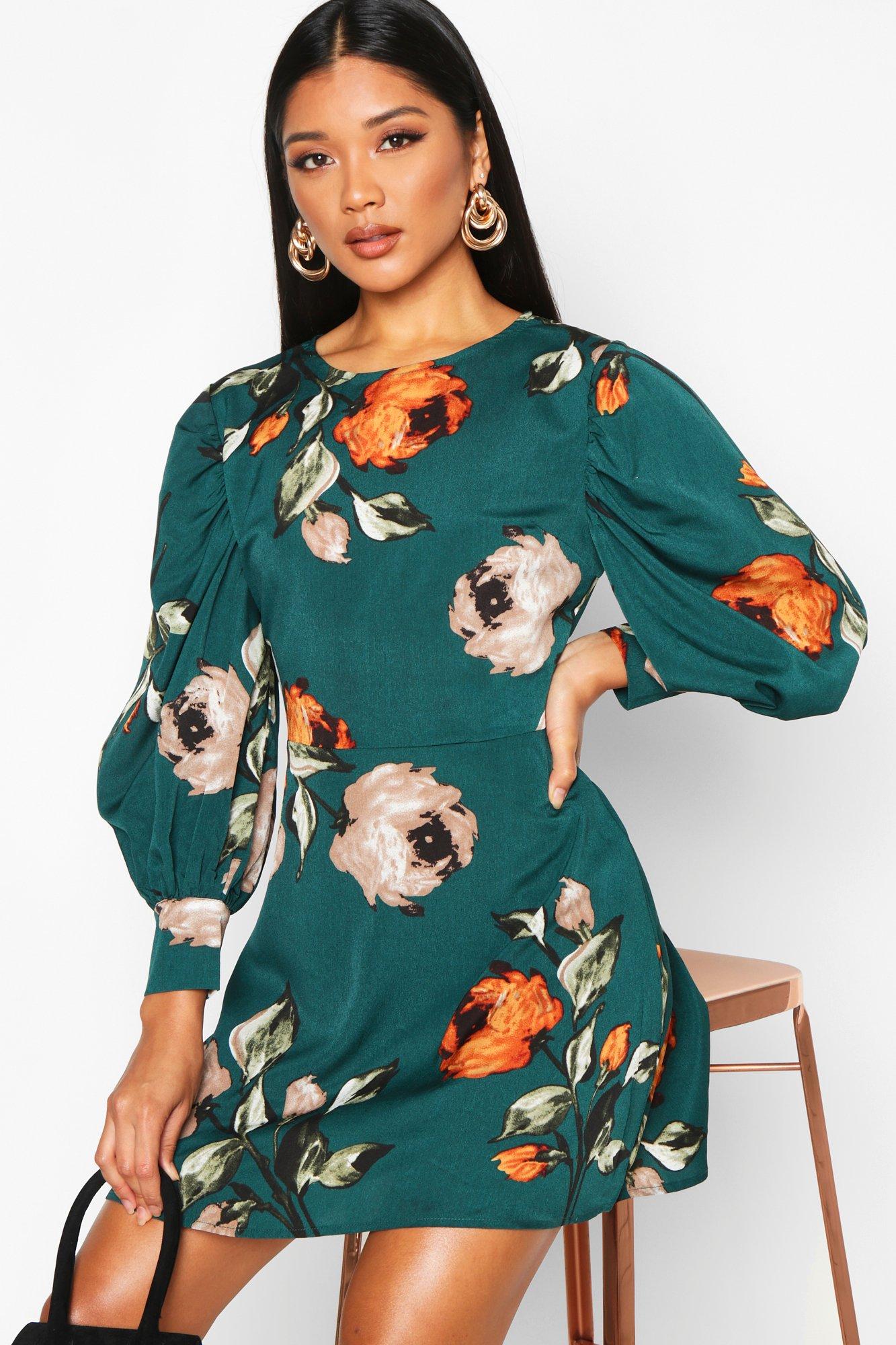 puff sleeve shift dress