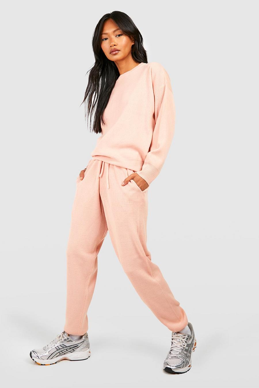 Blush pink Nude Knitted Sweater & Jogger Two-Piece