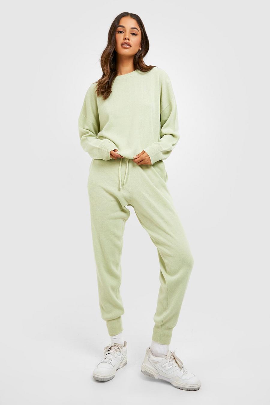 Sage green Nude Knitted Sweater & Jogger Co-Ord
