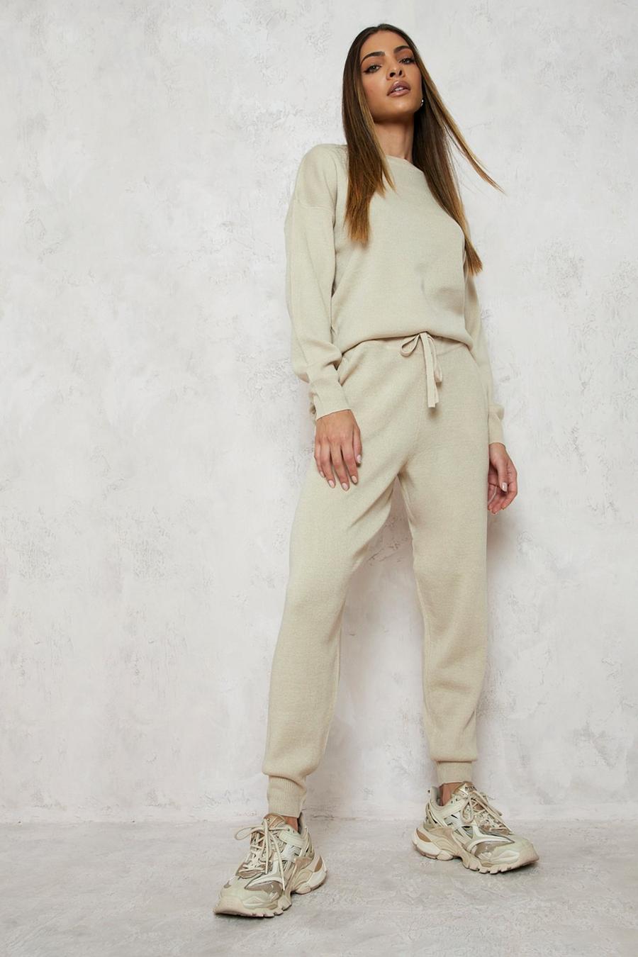 Stone beige Knitted Tracksuit