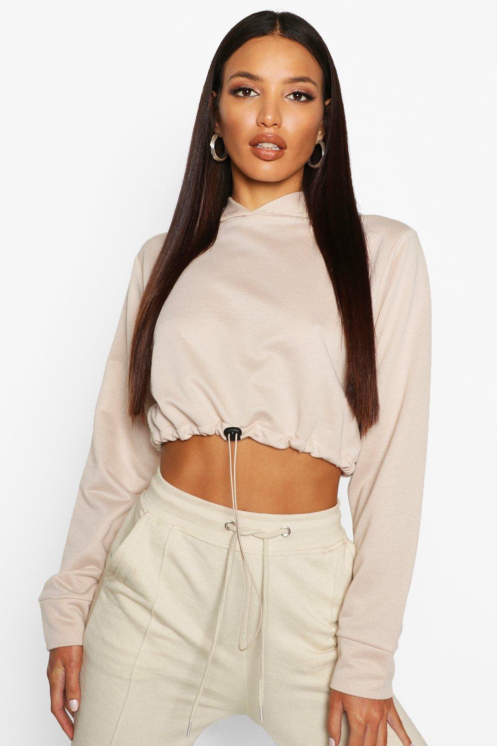 Drawcord Cropped Hoodie