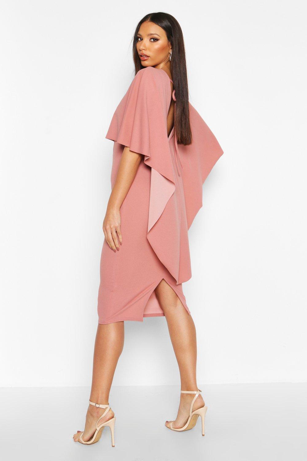 Caped Crew Neck Midi Dress boohoo