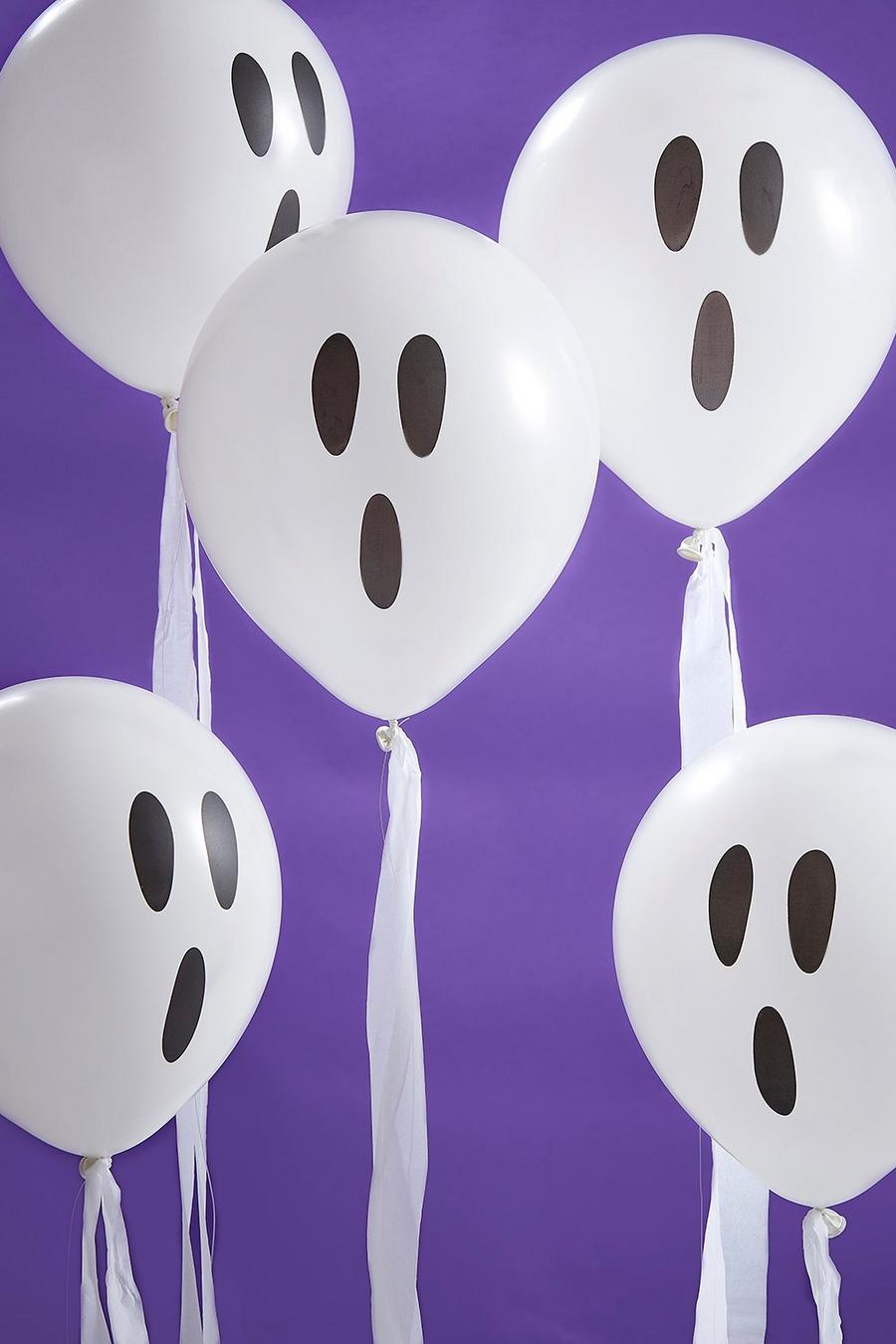 Lot de 5 ballons confettis fantôme, Blanc image number 1