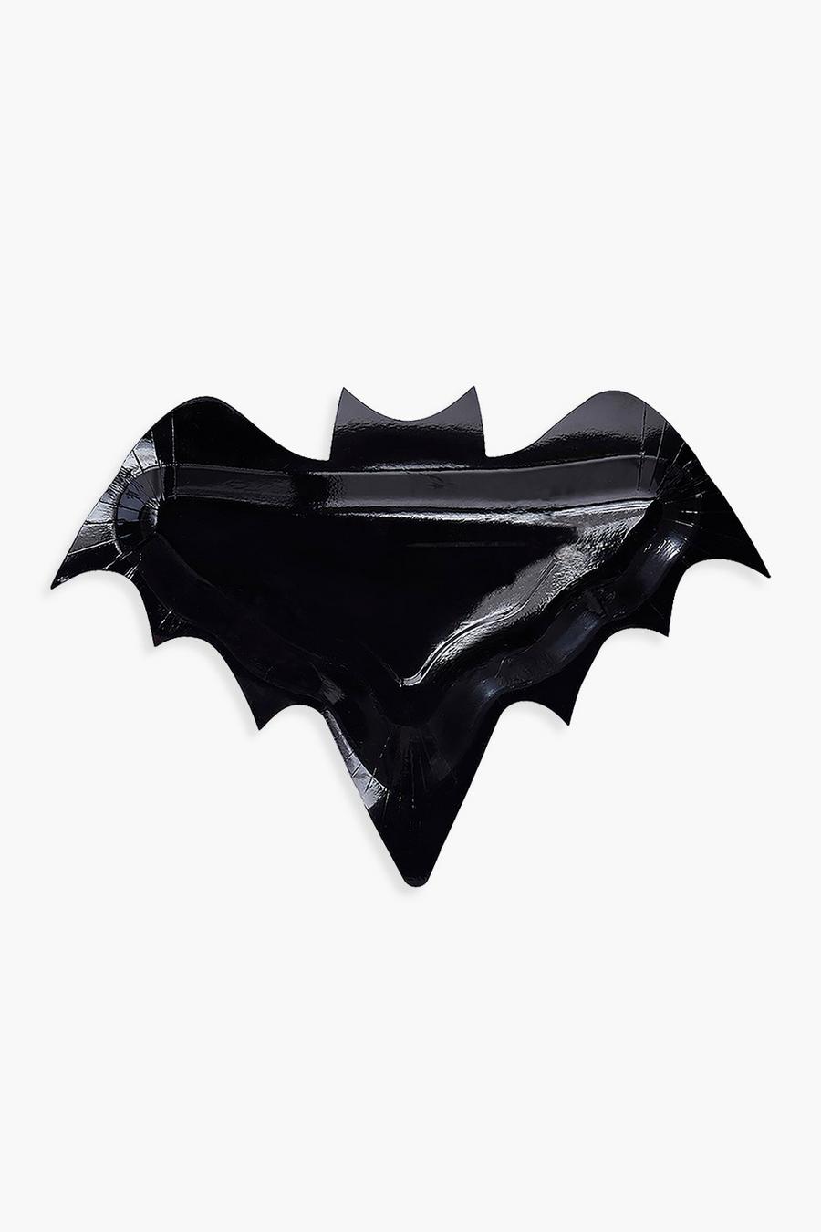 Black Halloween Bat Shaped 5 Pack Paper Plates image number 1
