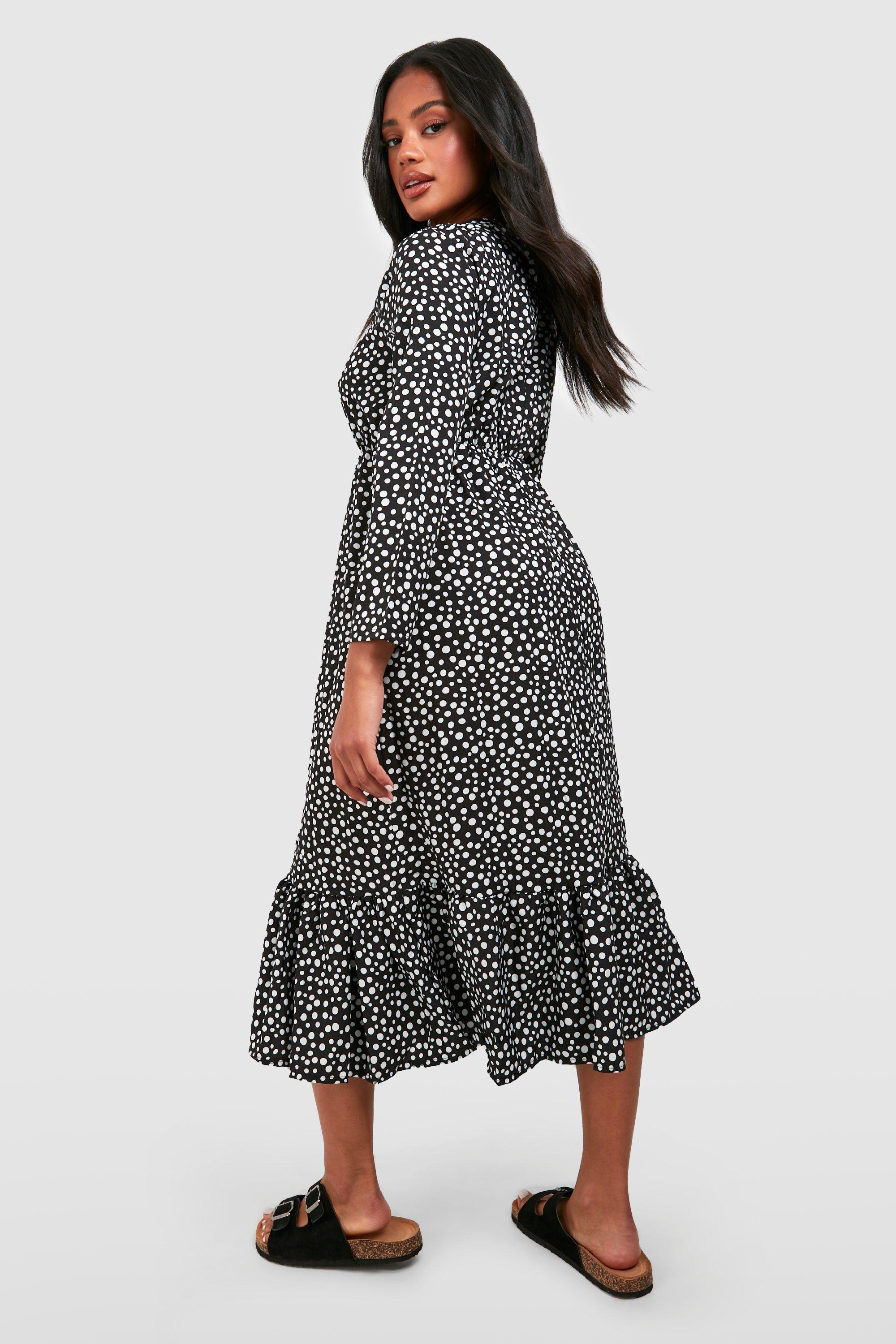 Boohoo green clearance polka dot dress