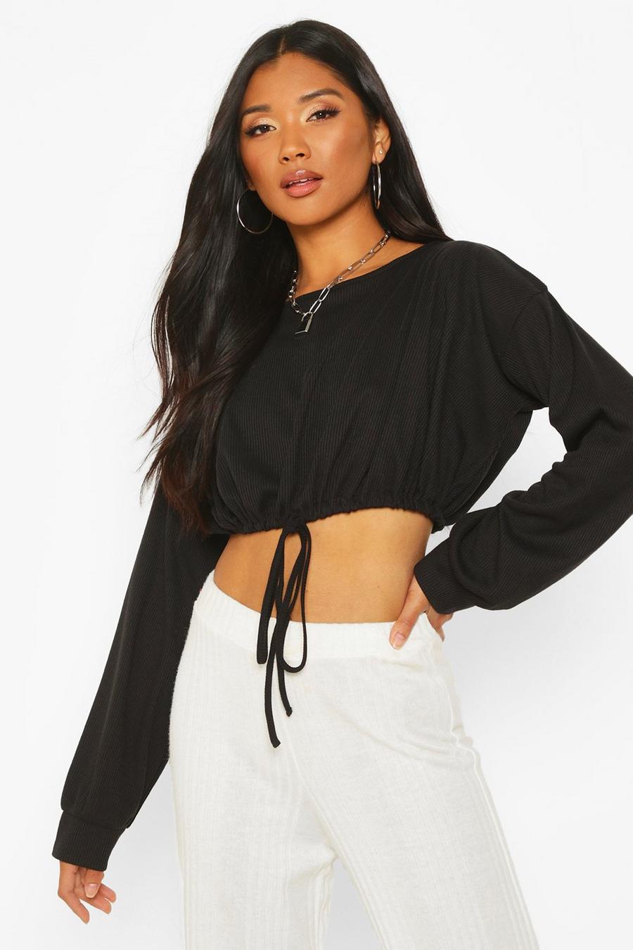 Oversized Soft  Rib Waist Tie Top image number 1