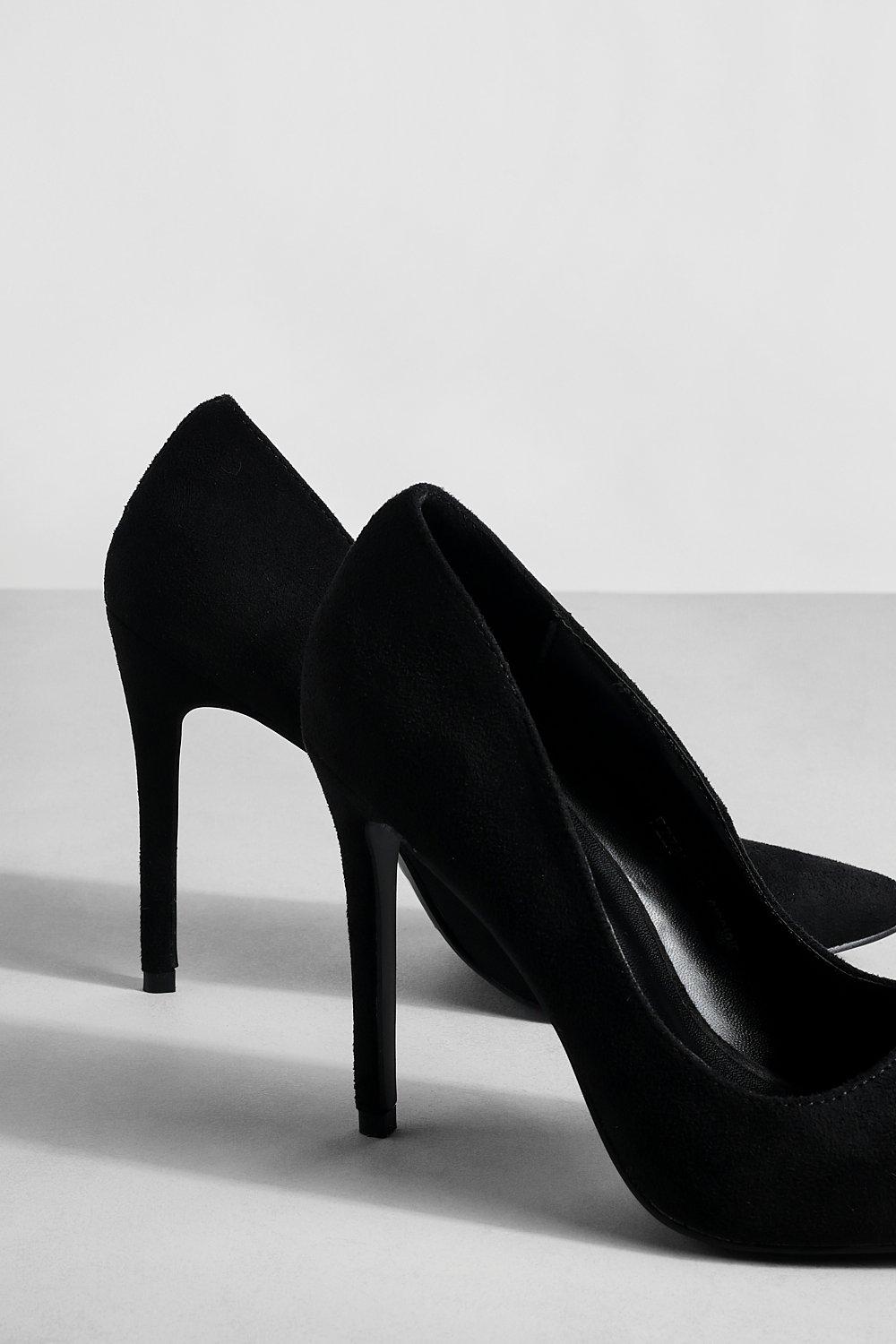 Black suede court shoes uk sale