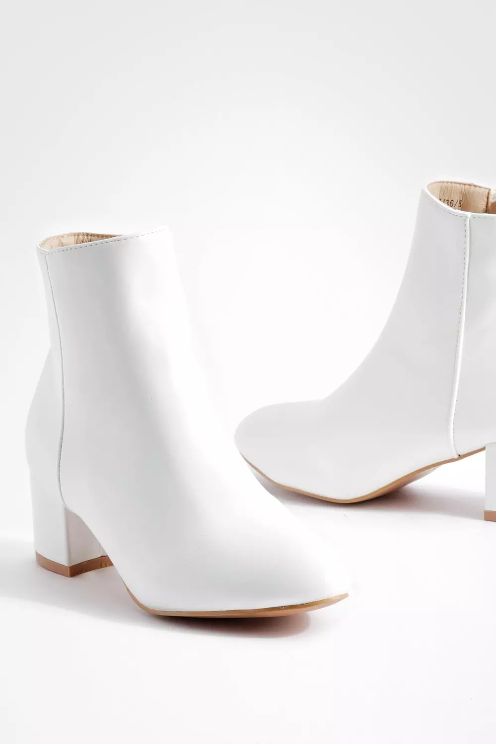 White Basic Block Heel Shoe Boots alternative image