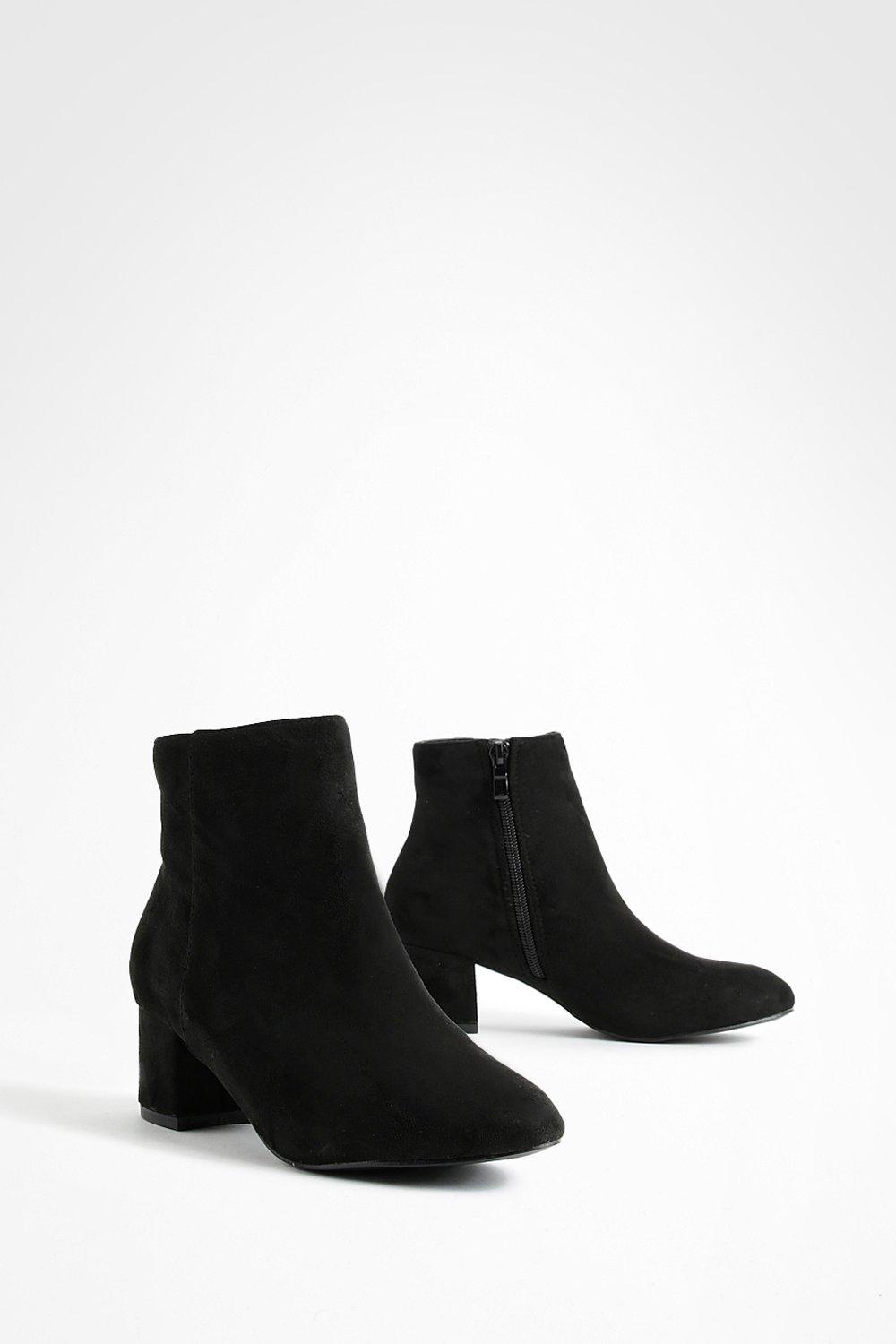 Black suede clearance chunky heel booties