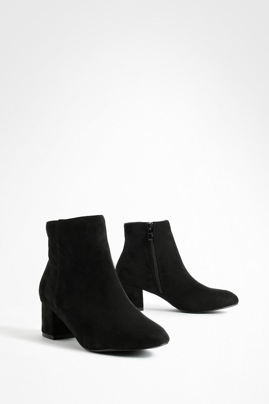 Black svart Basic Block Heel Shoe Boots image number 1