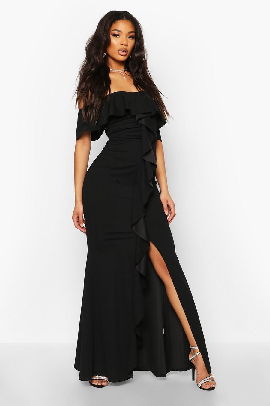 Off The Shoulder Ruffle Front Maxi Dress image number 1